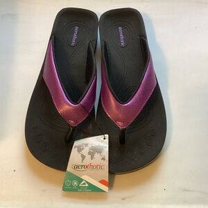 Aerothotic Women's Black and Purple Sandals